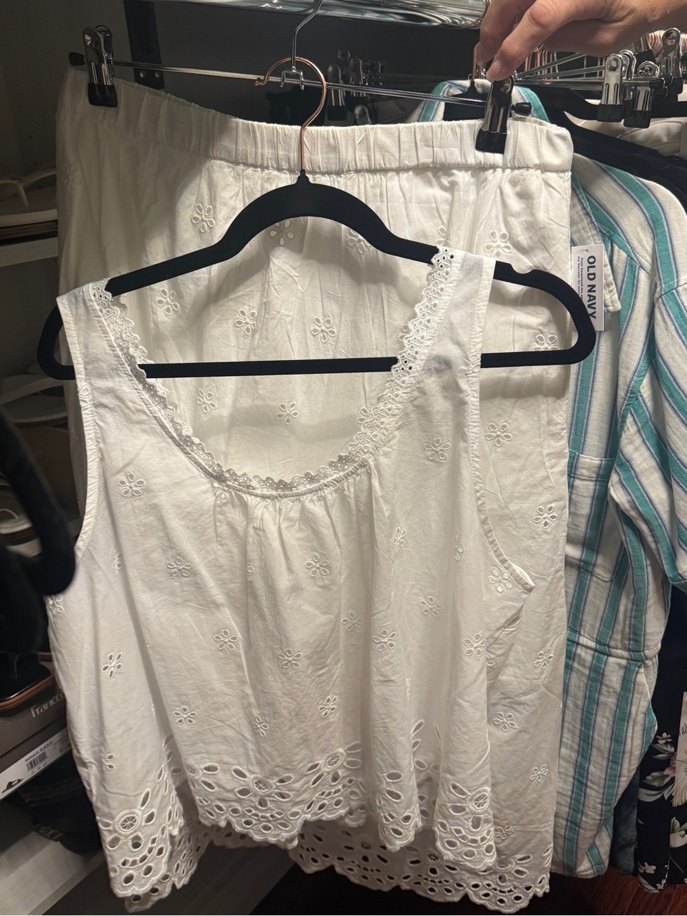 Old Navy White Eyelet Lace-Trim Sleeveless Top & Skirt SET